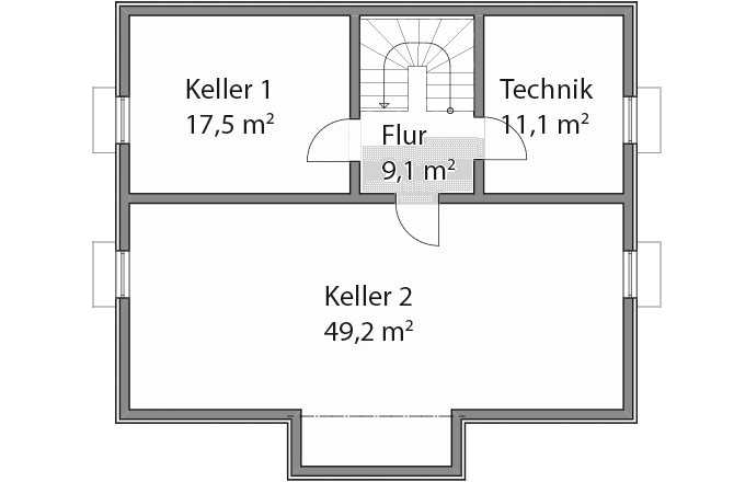 Zwerchhaus Satteldach Erkertiefe 120 cm Erdgeschoss mit Keller