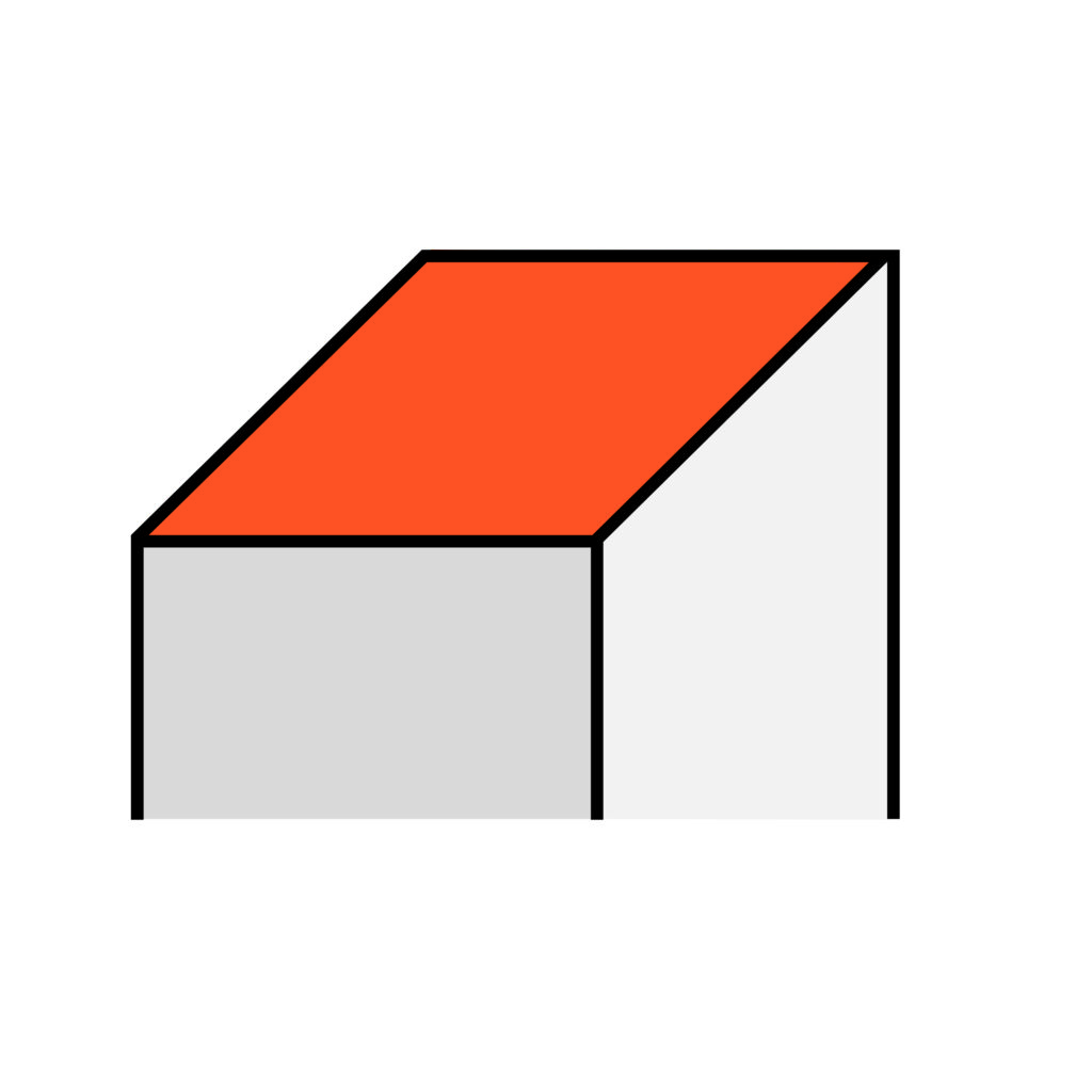 Dachformen fürs Haus – Grafische Darstellung eines Pultdaches.