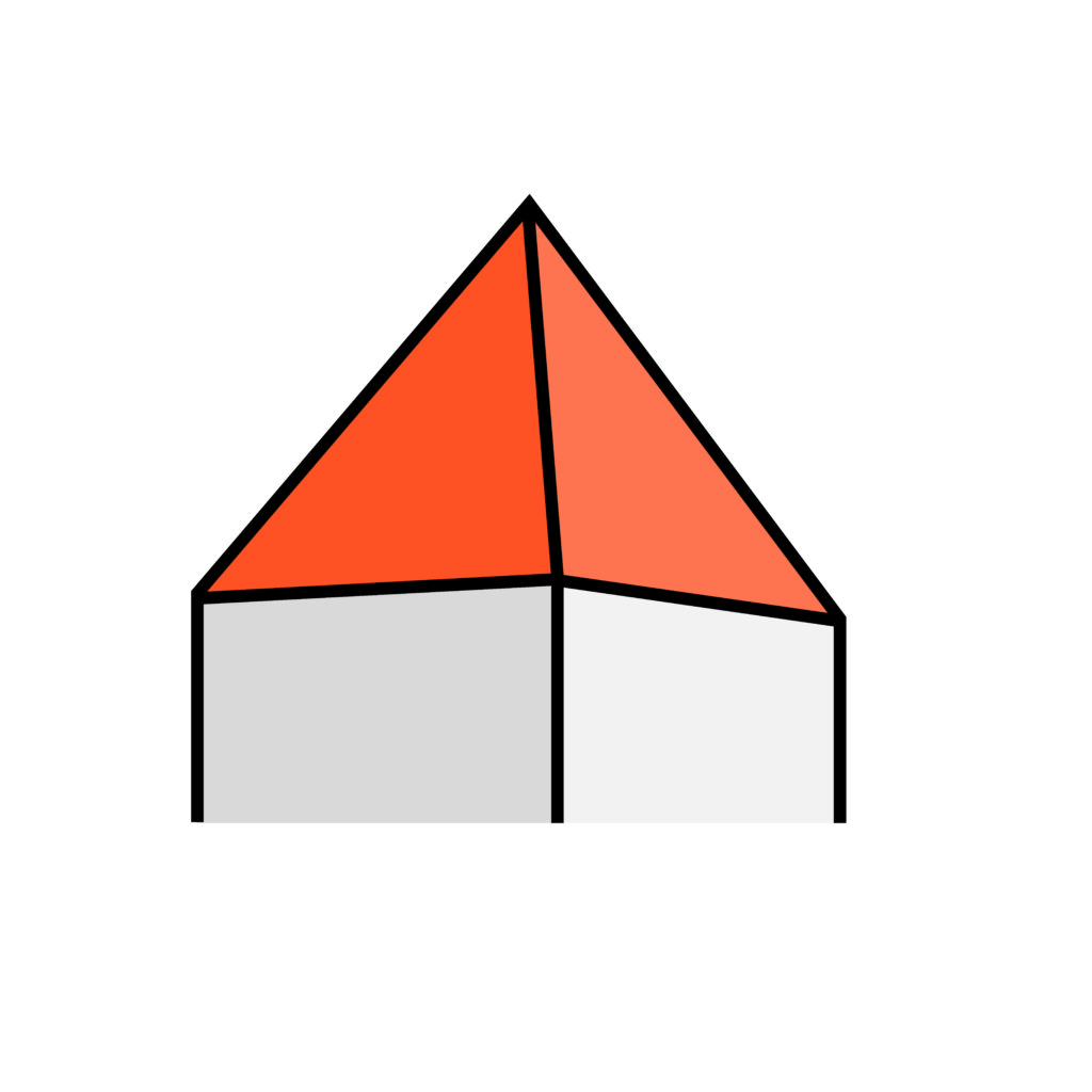 Dachformen fürs Haus – Grafische Darstellung eines Zeltdaches.