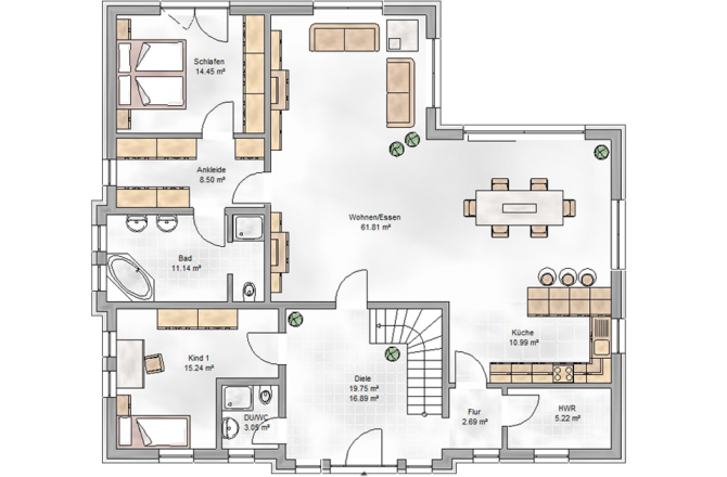 bungalow-150-erdgeschoss-grundriss - Vorteile eines Bungalows